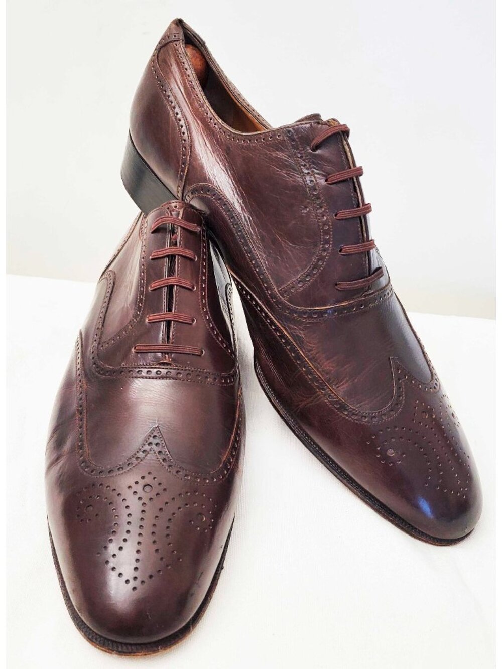 Artioli Vittorio Ricci Men's Brown Leather Wingtip Shoes HANDMADE Italy 10.5